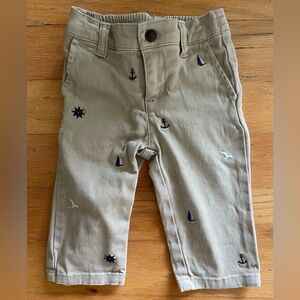 Janie and Jack Khaki Embroidered Pants